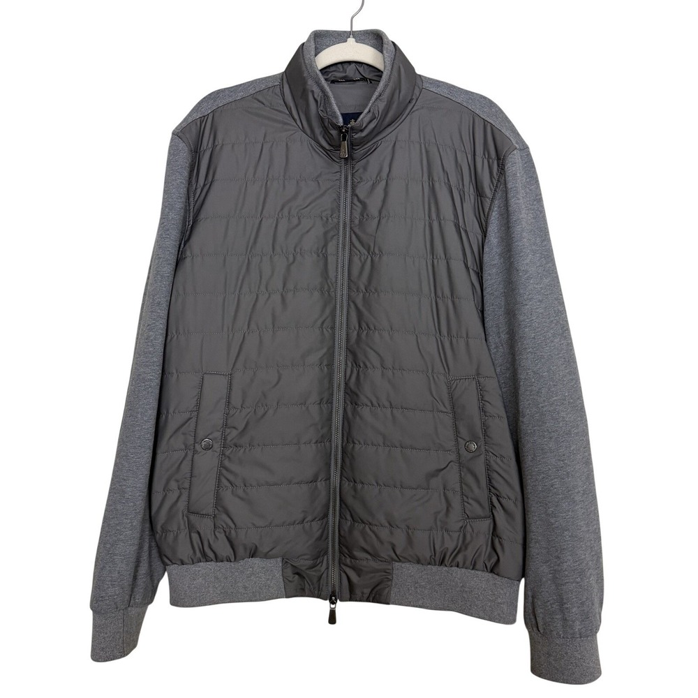 Brooks Brothers Thermore Gray Jacket Men's Sz L Quilted Front Cotton Back Zipper